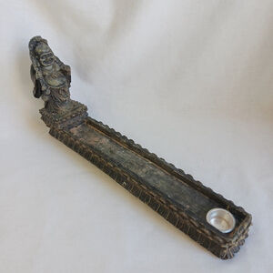 Buddha Incense Holder Stick and Cone Resin Vintage 11 in